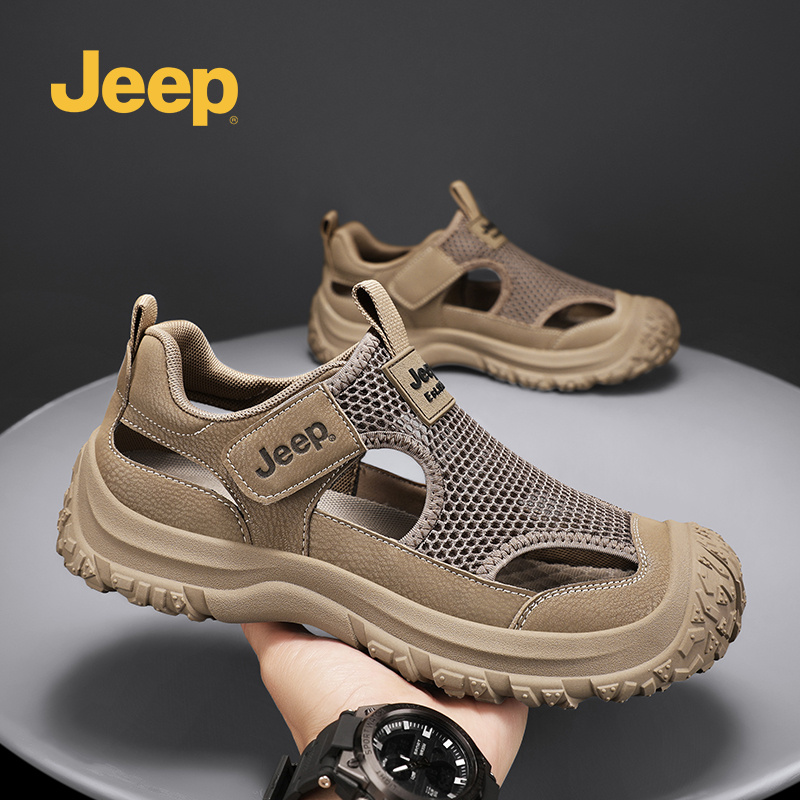 JEEP/吉普男士沙滩鞋2026夏季新款户外涉水包头镂空透气休闲凉鞋
