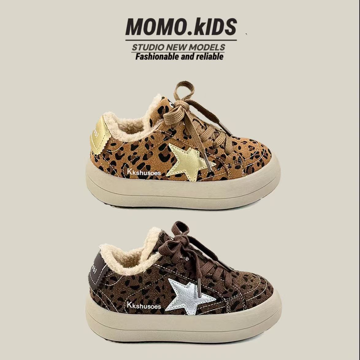 儿童保暖加绒星星鞋2025冬季新款女童运动鞋时尚男童休闲鞋