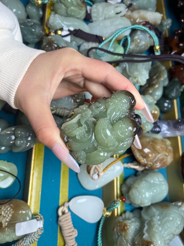 和田玉人才手把件挂件