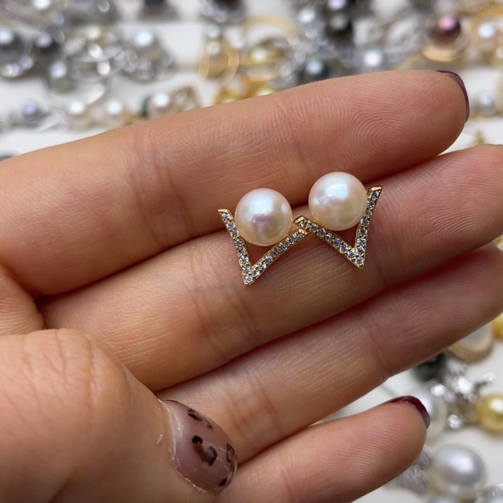 海水珍珠耳饰银S925镶嵌