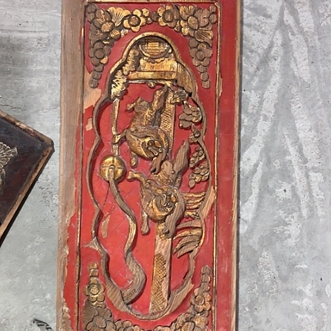 风车木（黑檀木）老木雕老人物花板