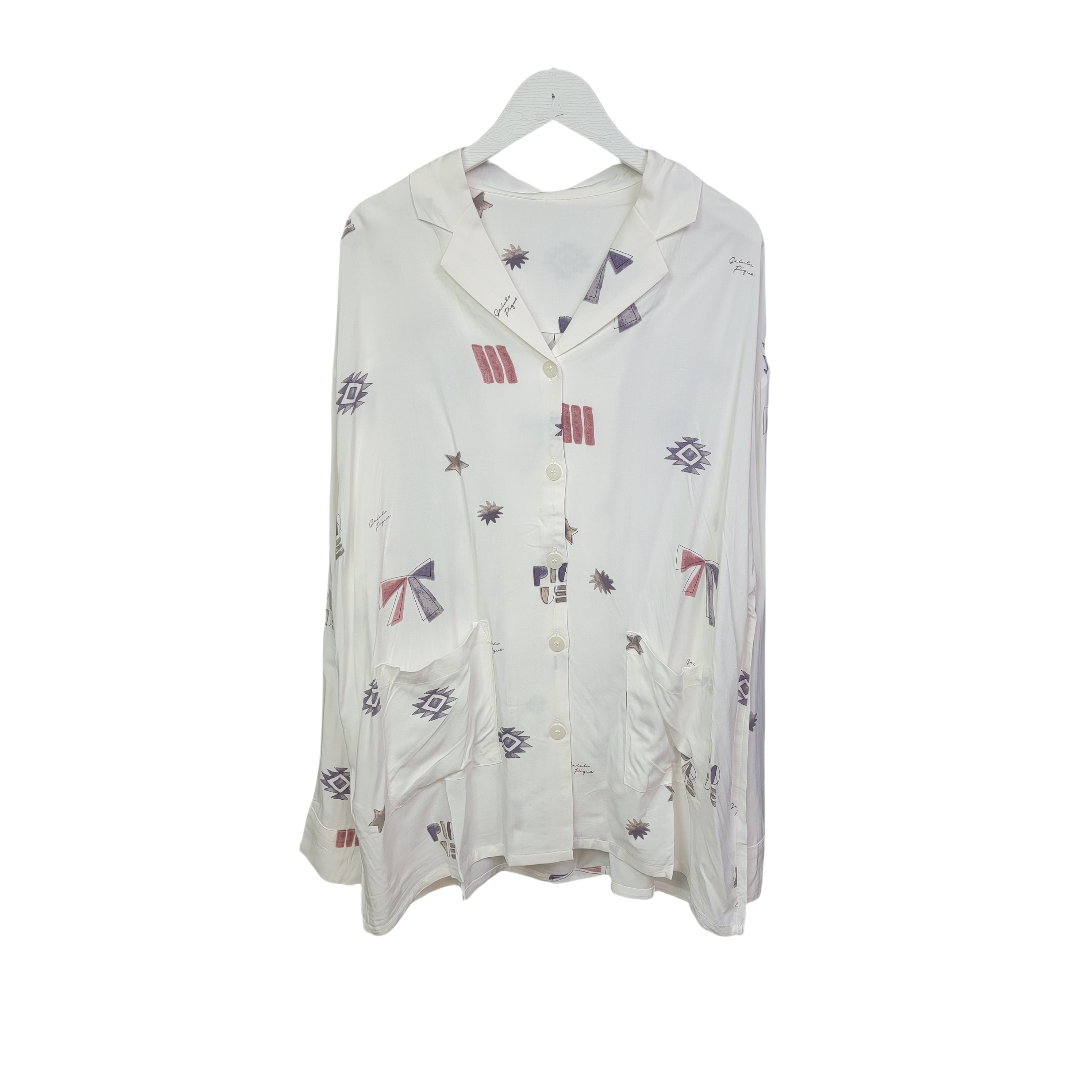 冰激凌家女士春夏季长衫长裤短袖中裤印花时尚经典抽绳居家服套装