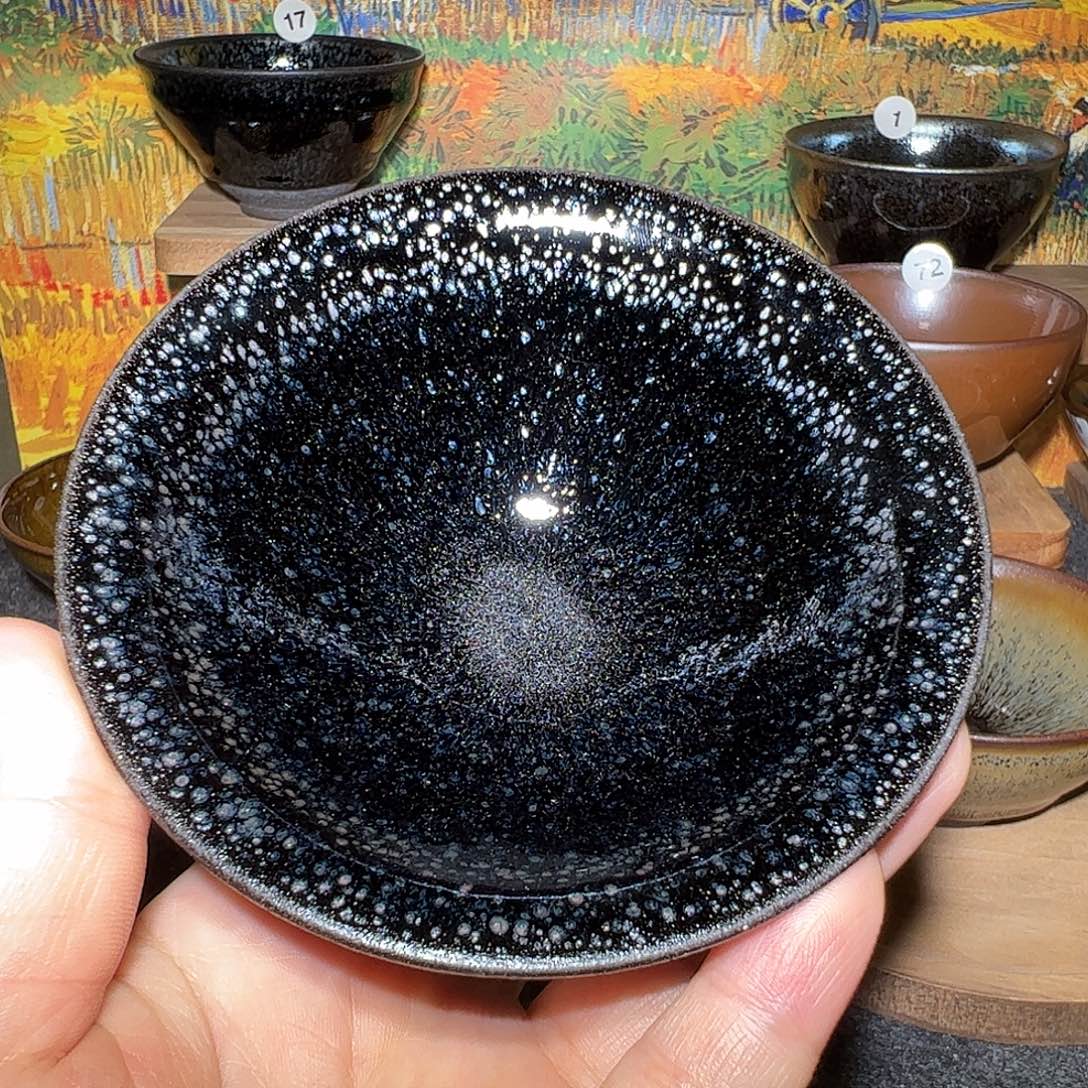 图***乐茶盏乌泥窑官帽黑底蓝油滴