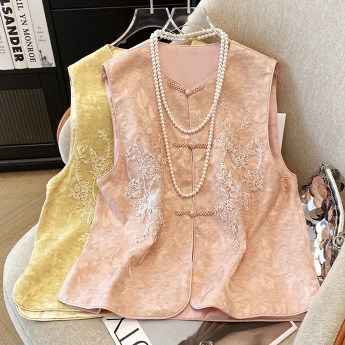 【原版面料】夏季复古重工绣花高级感新中式国风百搭女马夹新款外套