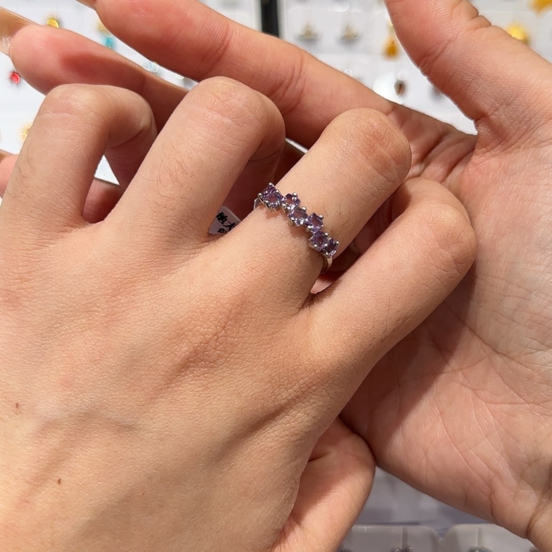 水晶戒指银S925镶嵌紫水晶戒指