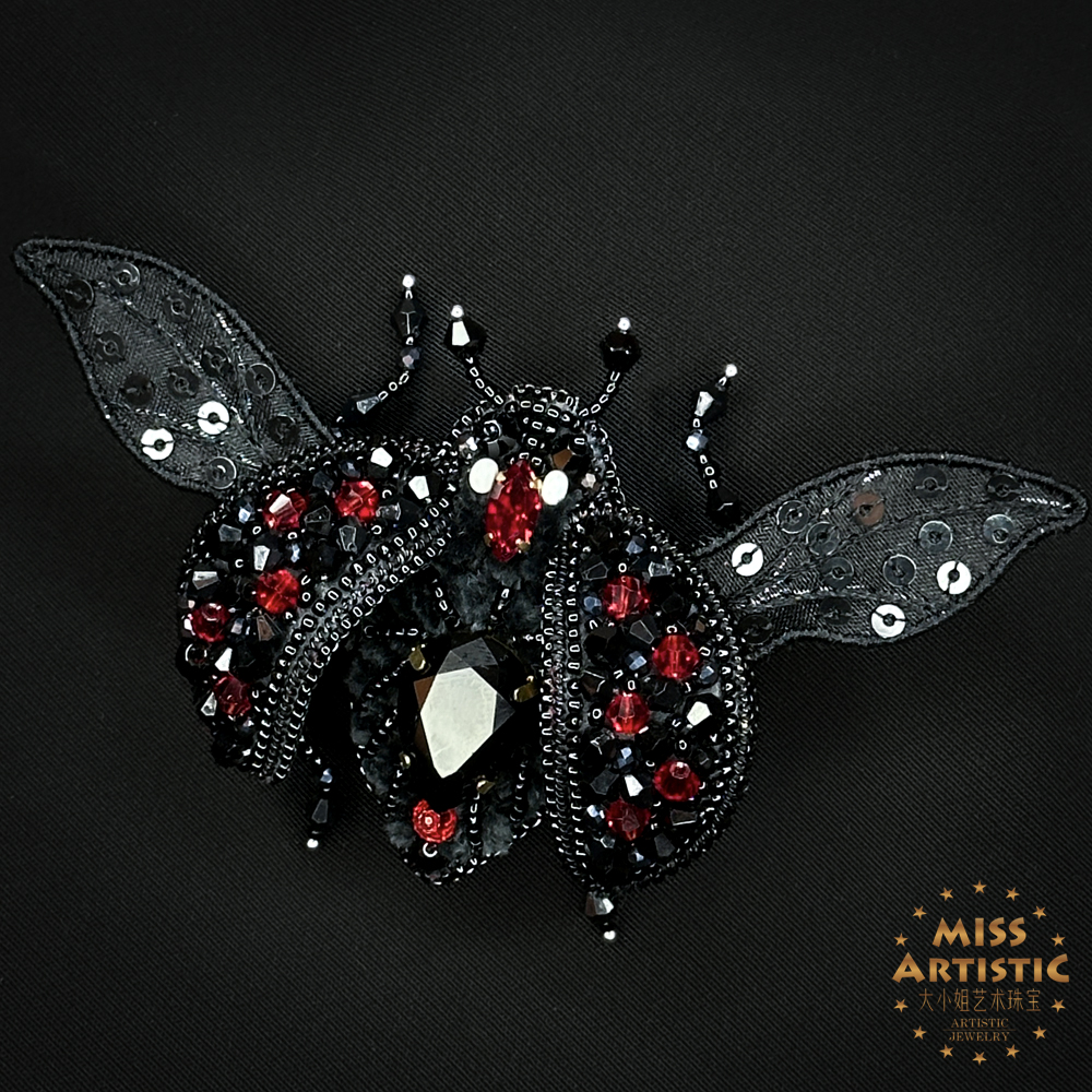 高定工坊法式珠绣萨米重工3D昆虫胸针[231-10]