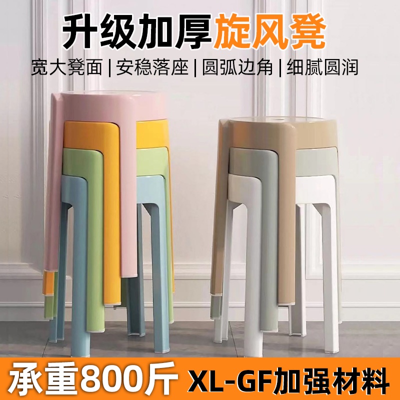 加厚塑料凳子家用圆凳客厅板凳可叠放摞叠风车胶凳餐凳餐桌高椅子