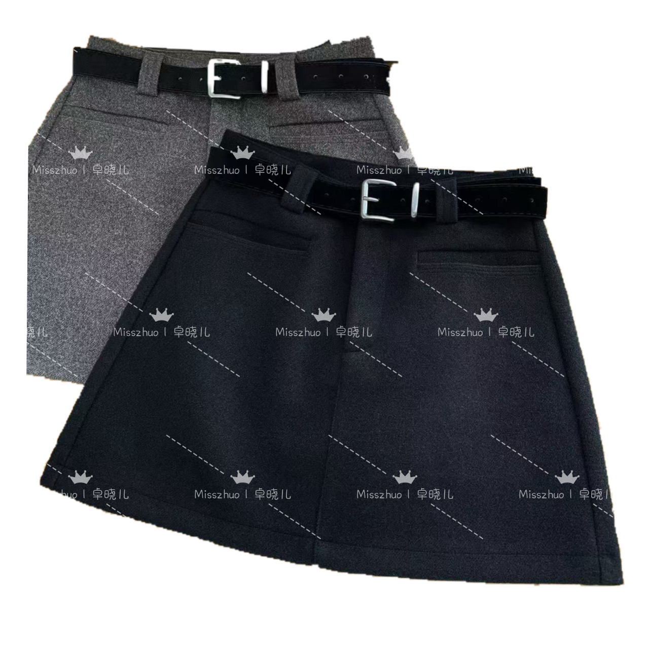 Miss zhuo｜卓晓儿 毛呢短裙冬款时尚百搭气质上衣显瘦裙子