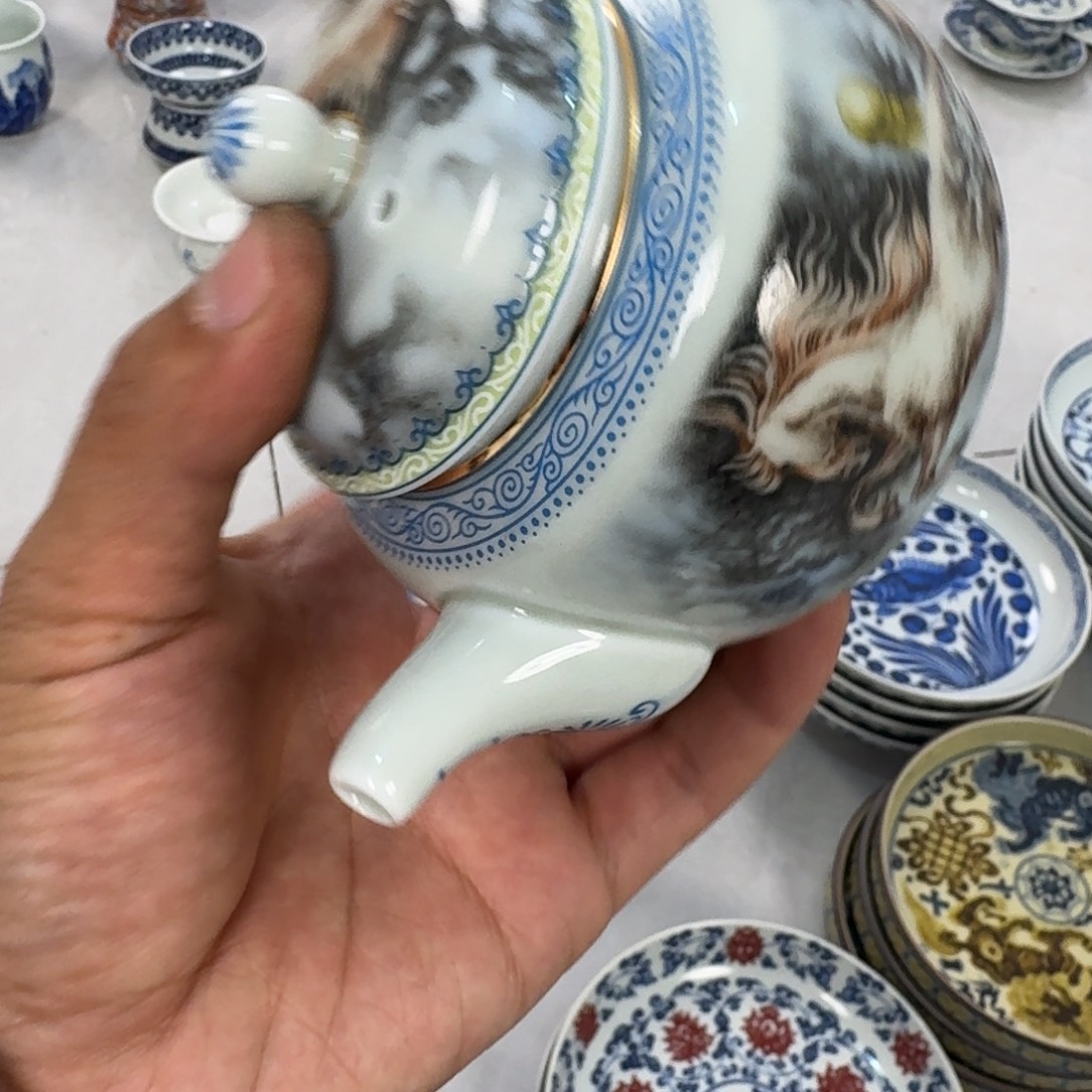 摆件陶梦马壶景德镇