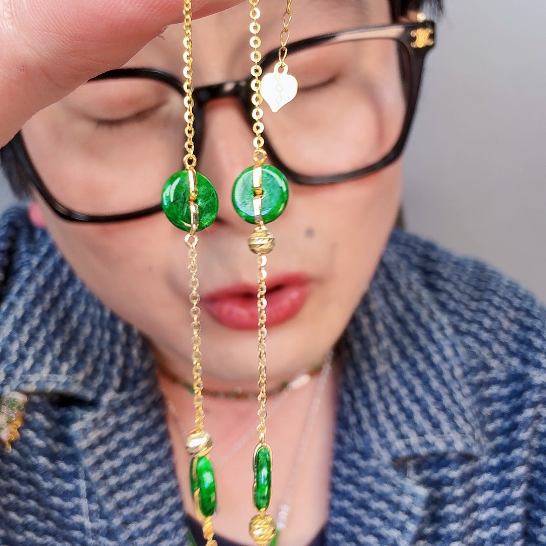 翡翠颈饰18K金镶嵌一个