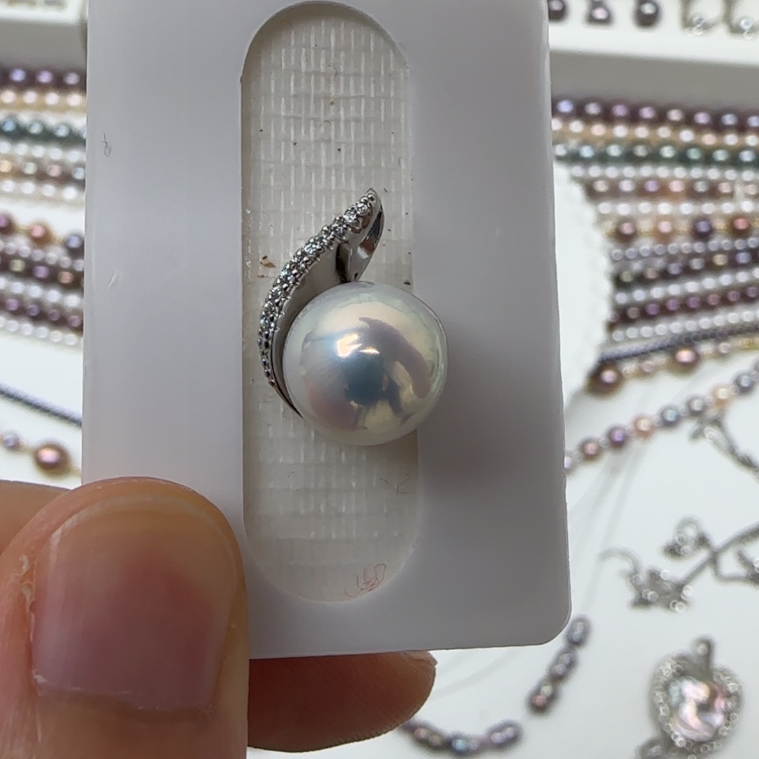 淡水珍珠银S925镶嵌吊坠(不含链)