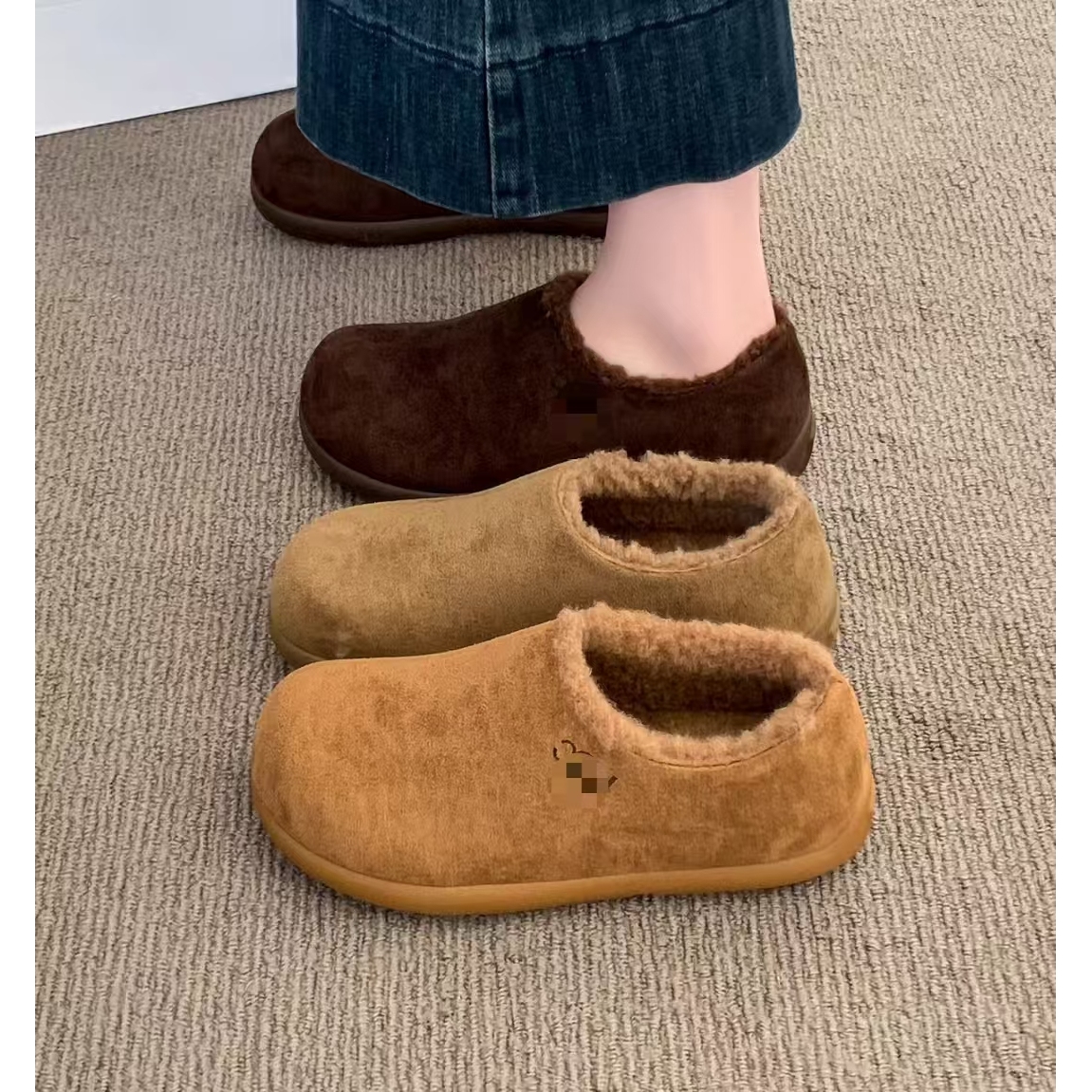 R827新款圆头舒适百搭软底时尚加绒博肯小单鞋