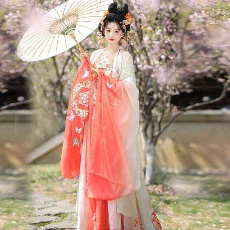 【蝶恋花】汉服齐胸重工刺绣一片唐制诃子裙新款超仙套装