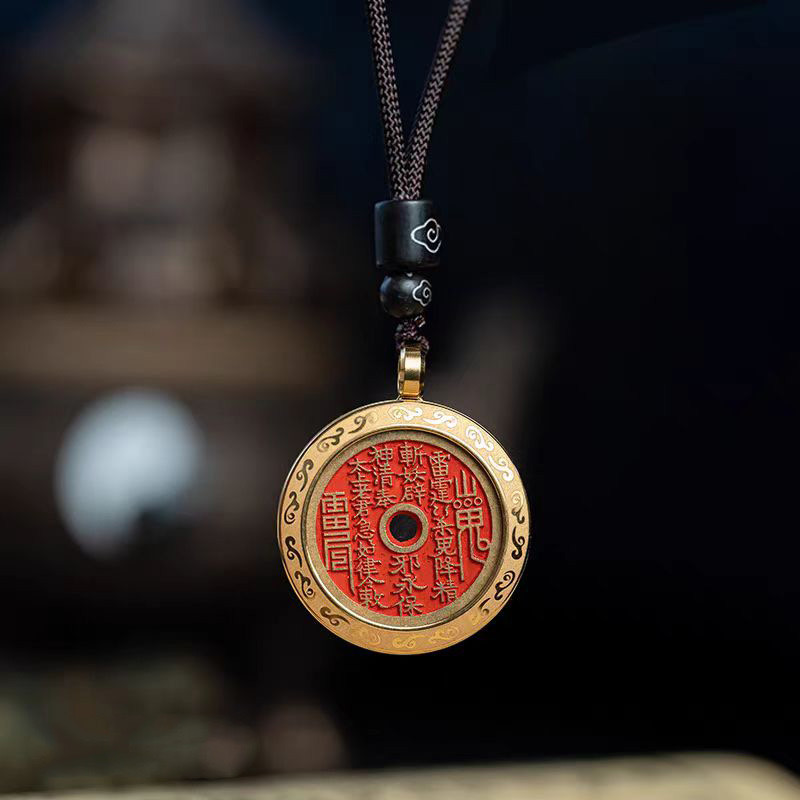 八卦山鬼花钱砂砂手涂吊坠护身挂件金大盘价朱砂皮草山鬼钱