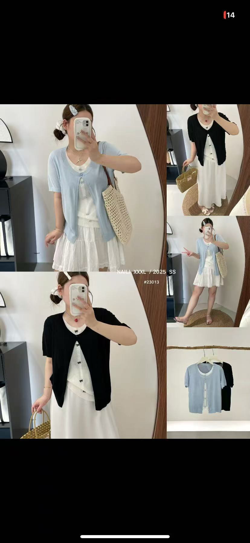 夏上新!【乃粒大码女装NAILI XXXL】拼色百搭U领套头上衣针织衫女