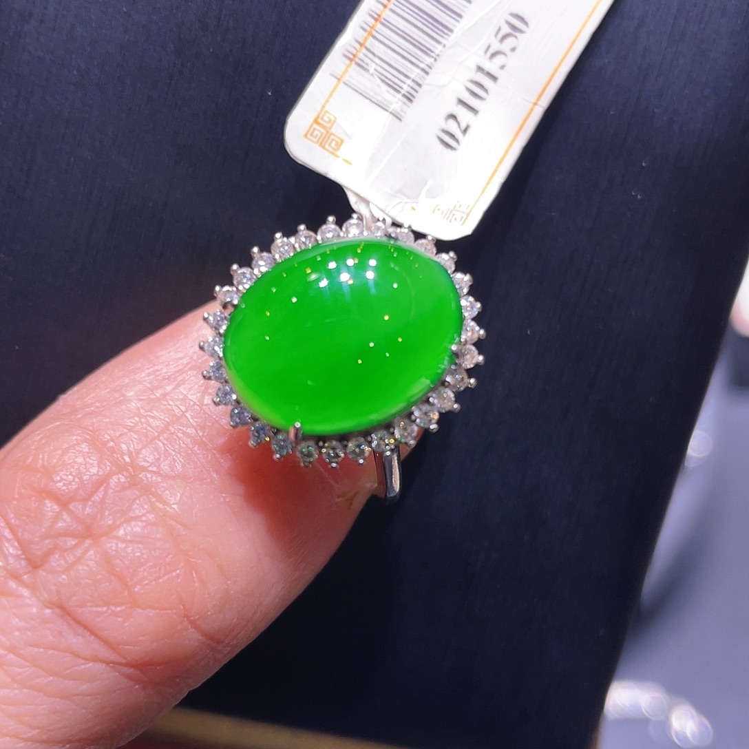 翡翠银S925镶嵌项链戒指