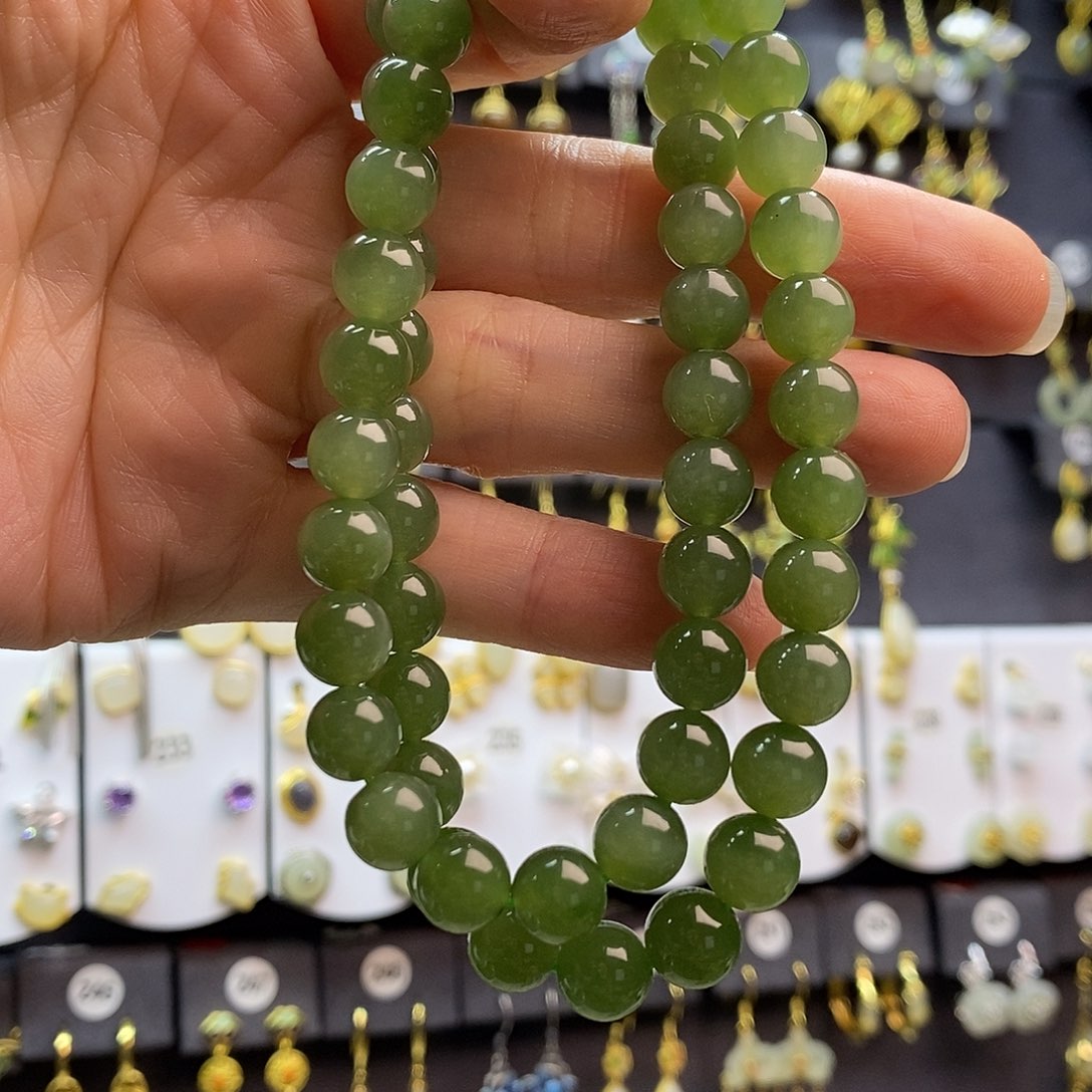 和田玉（碧玉）未镶嵌颈饰天然碧玉项链