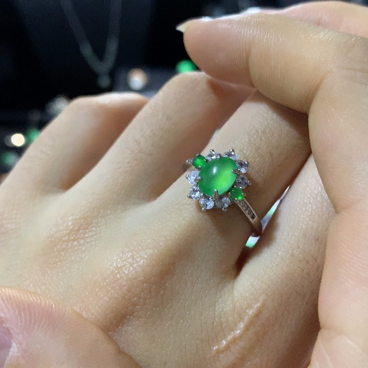 翡翠银S925镶嵌戒指