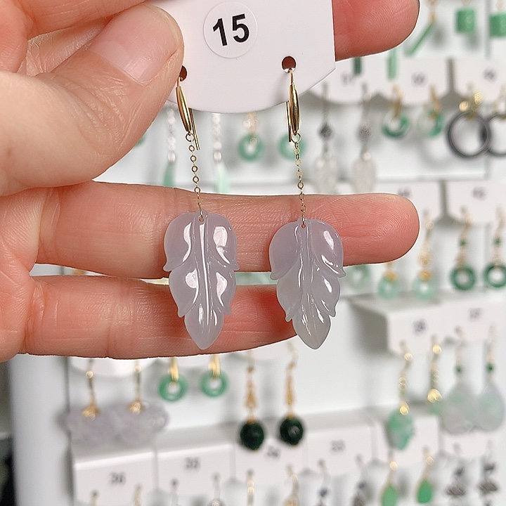 翡翠耳饰18K金镶嵌翡翠