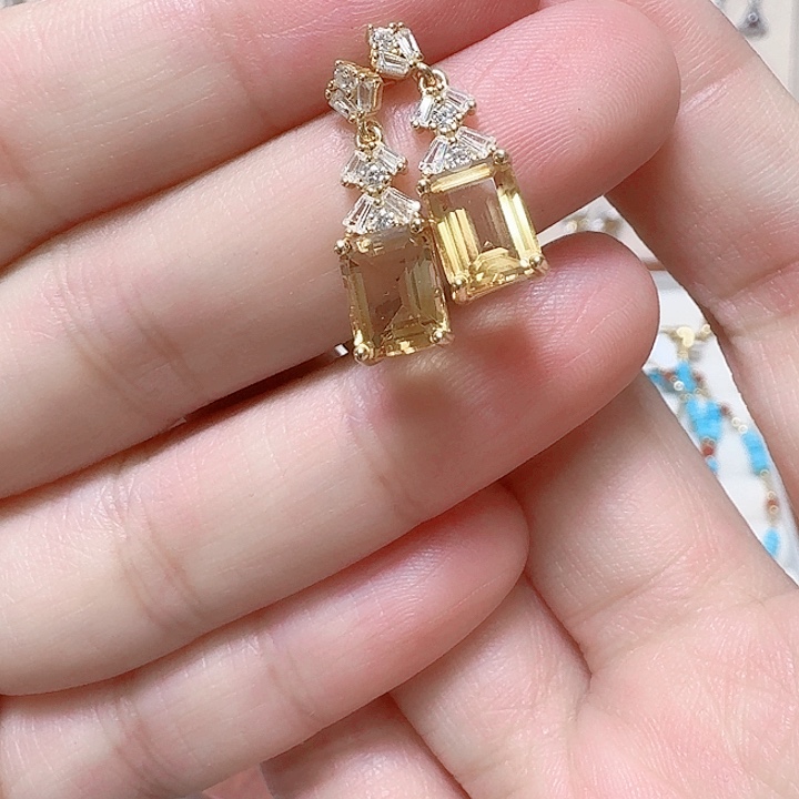 水晶耳饰银S925镶嵌耳钉