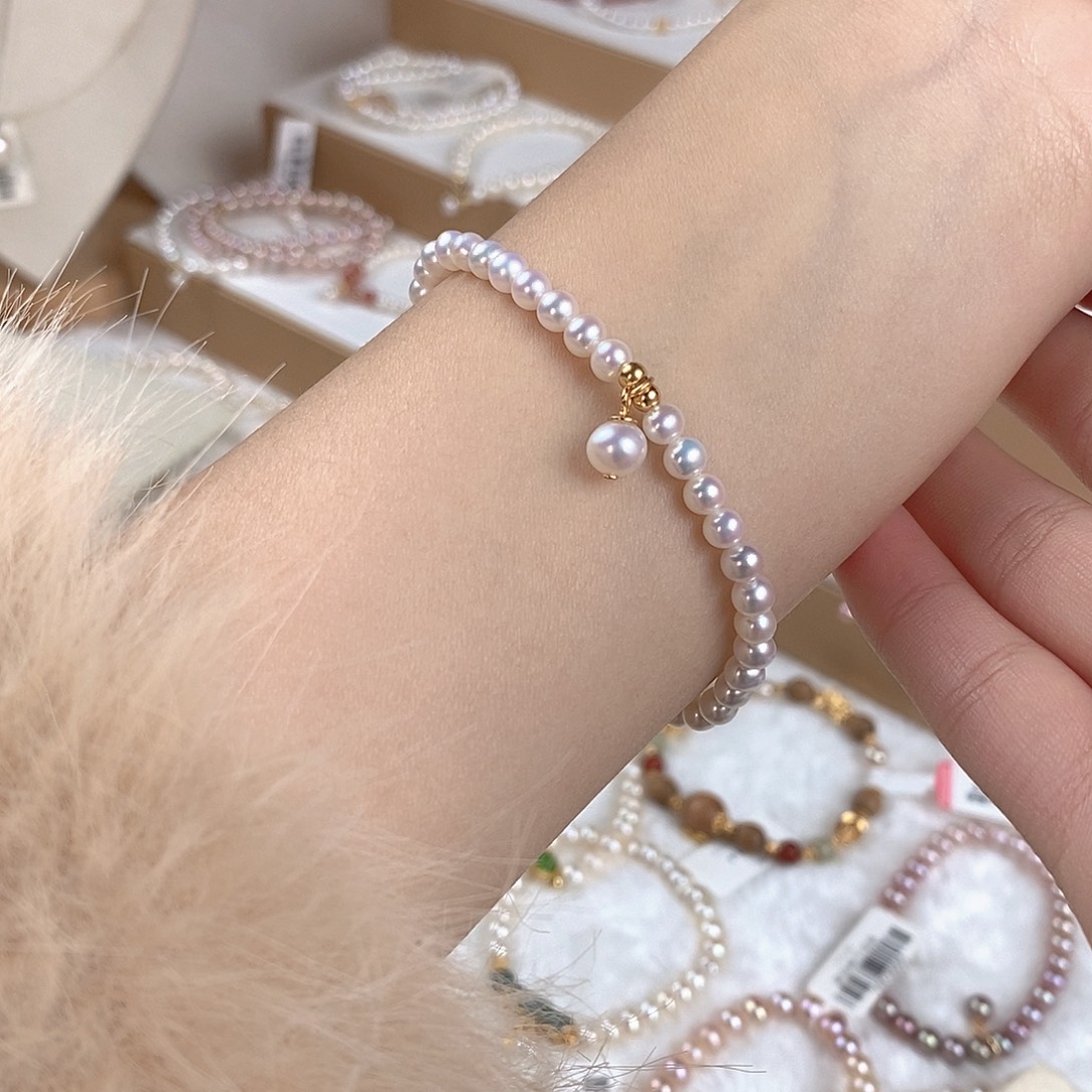 手链淡水珍珠银S925镶嵌