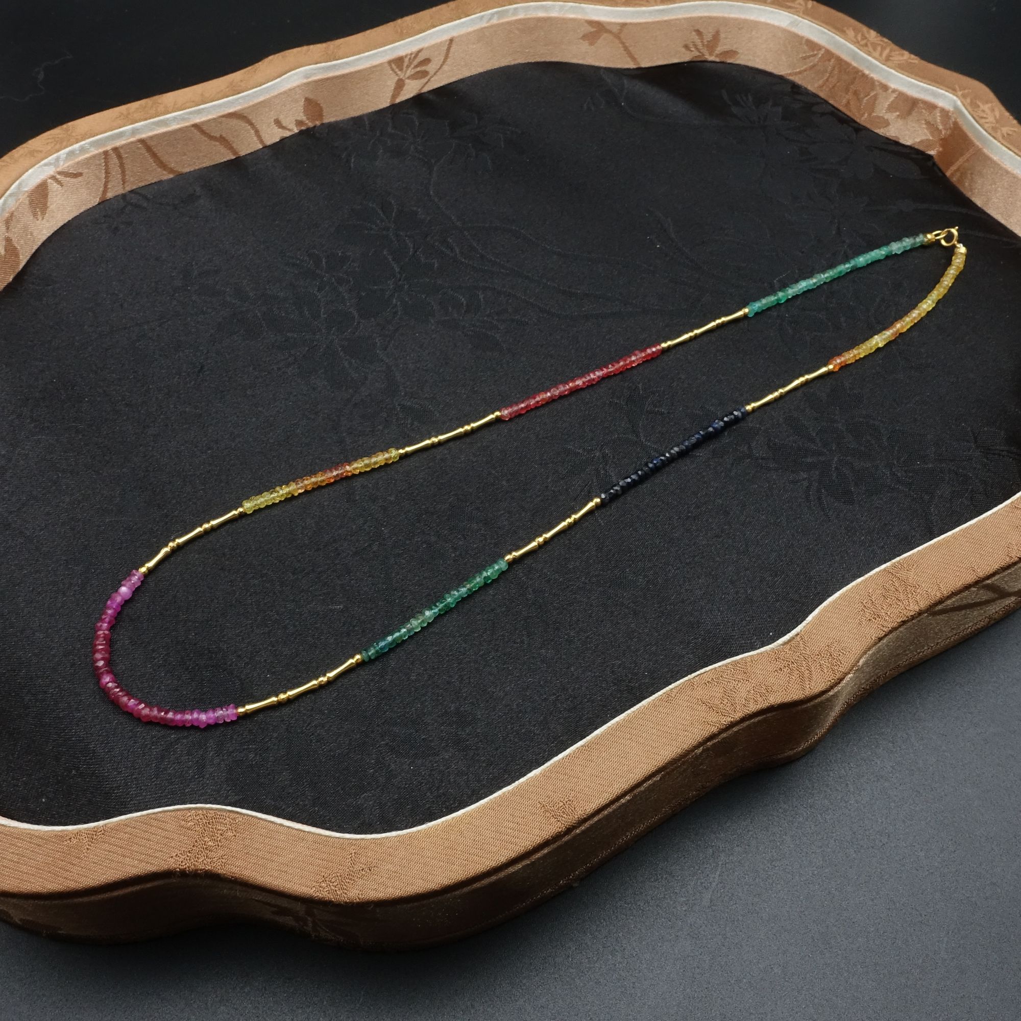 JUSTARRY【东阁春】18k金天然彩色蓝宝石锁骨项链（定位扣非18k金）