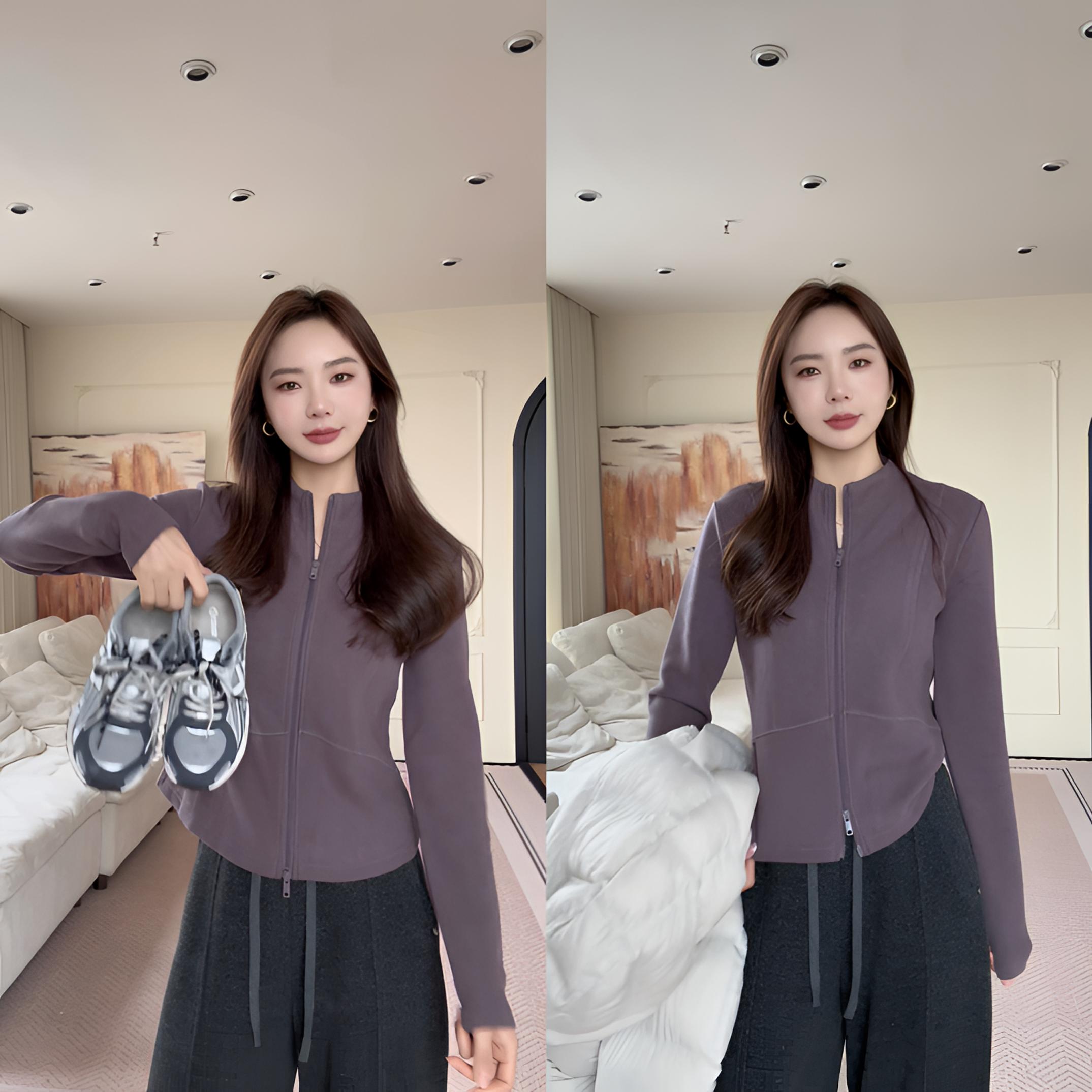 【余欢欢】冬季休闲百搭时尚磨毛拉链上衣-YHW51221