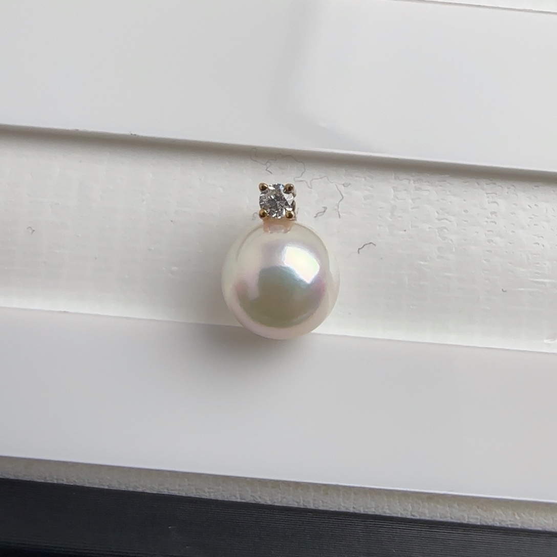 ****儿海水珍珠颈饰18K金镶嵌Akoya海水珍珠戴妃吊坠8.1