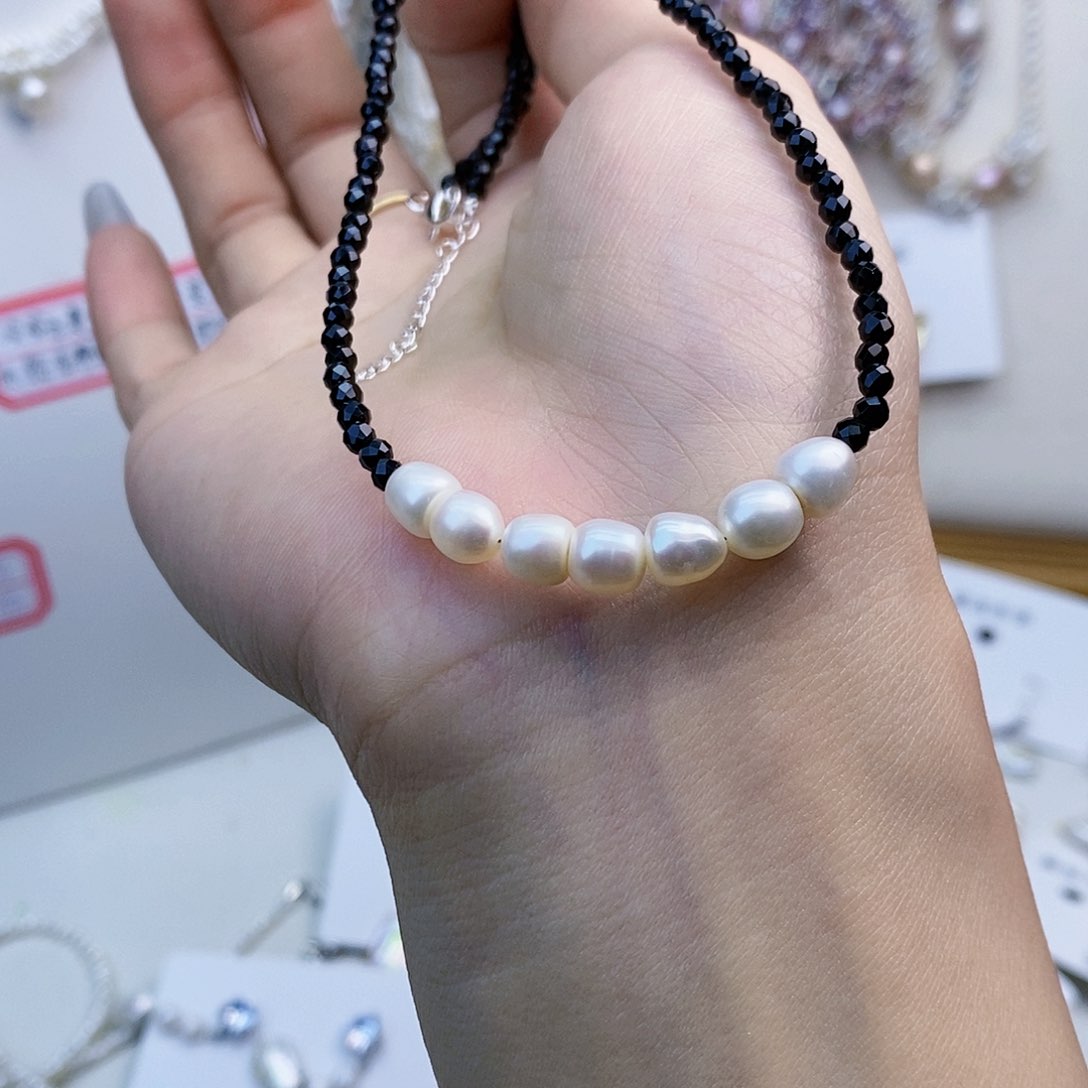 淡水珍珠颈饰银S925镶嵌