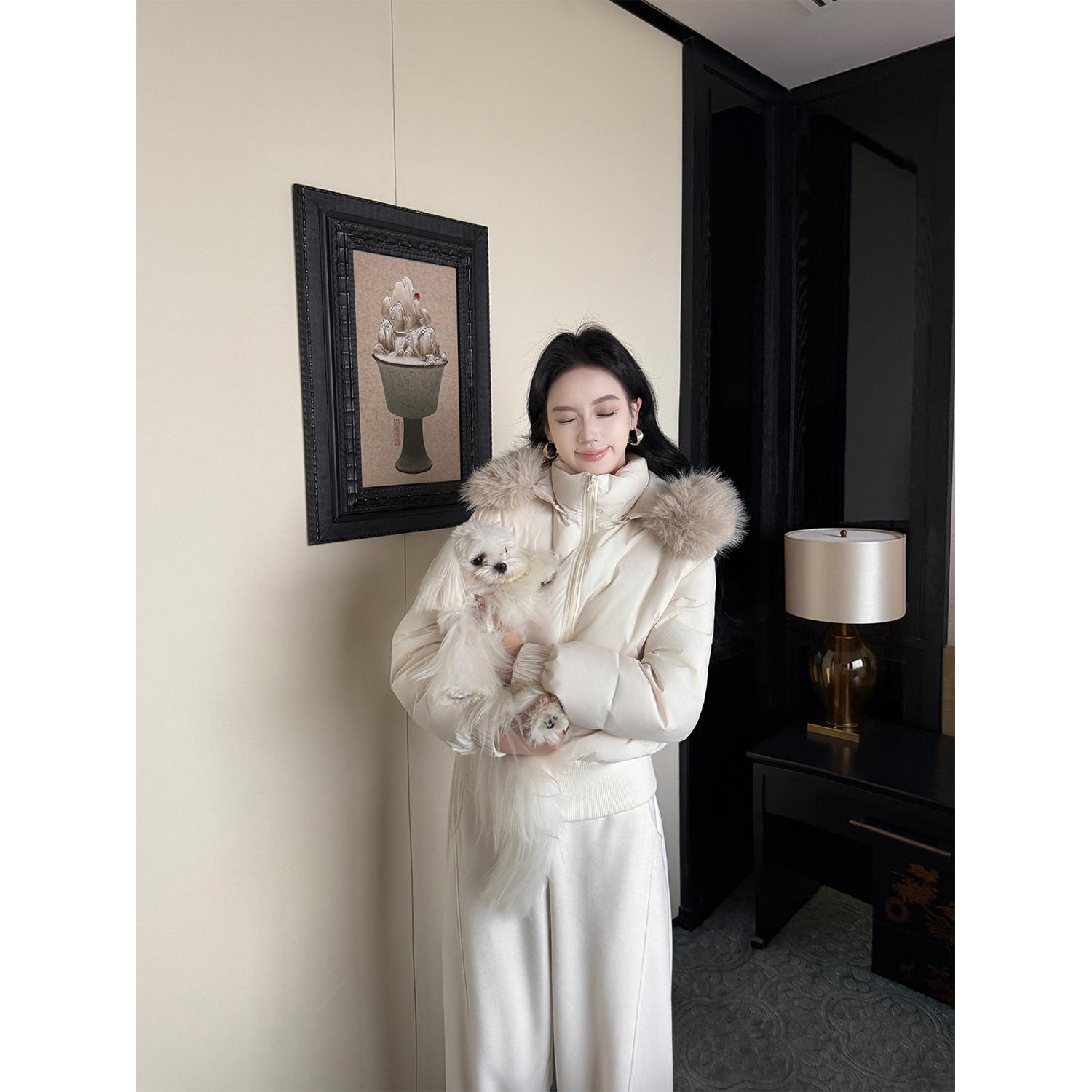 有洧Youwei【菲奥娜Fiona】时尚保暖冬季大毛领短款羽绒服25SS0794