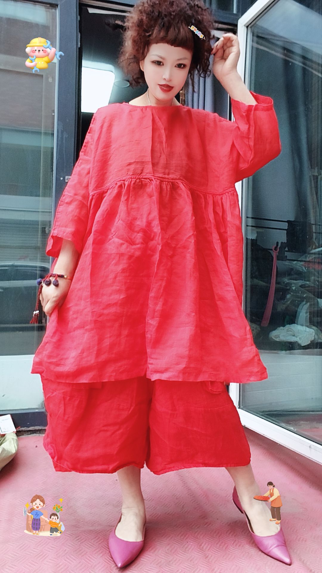 无吊牌砂洗做旧后绳宽松版娃娃衫