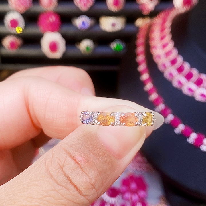 蓝宝石戒指银S925镶嵌