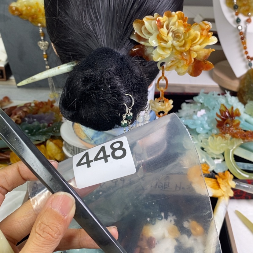 【闪购商品】岫玉发饰未镶嵌疏*