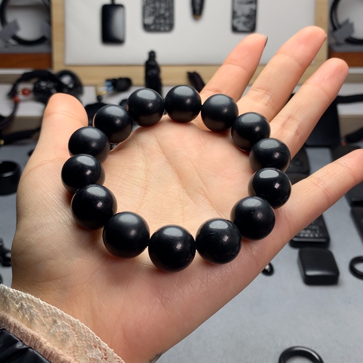 和田玉（墨玉）未镶嵌手串特价16mm