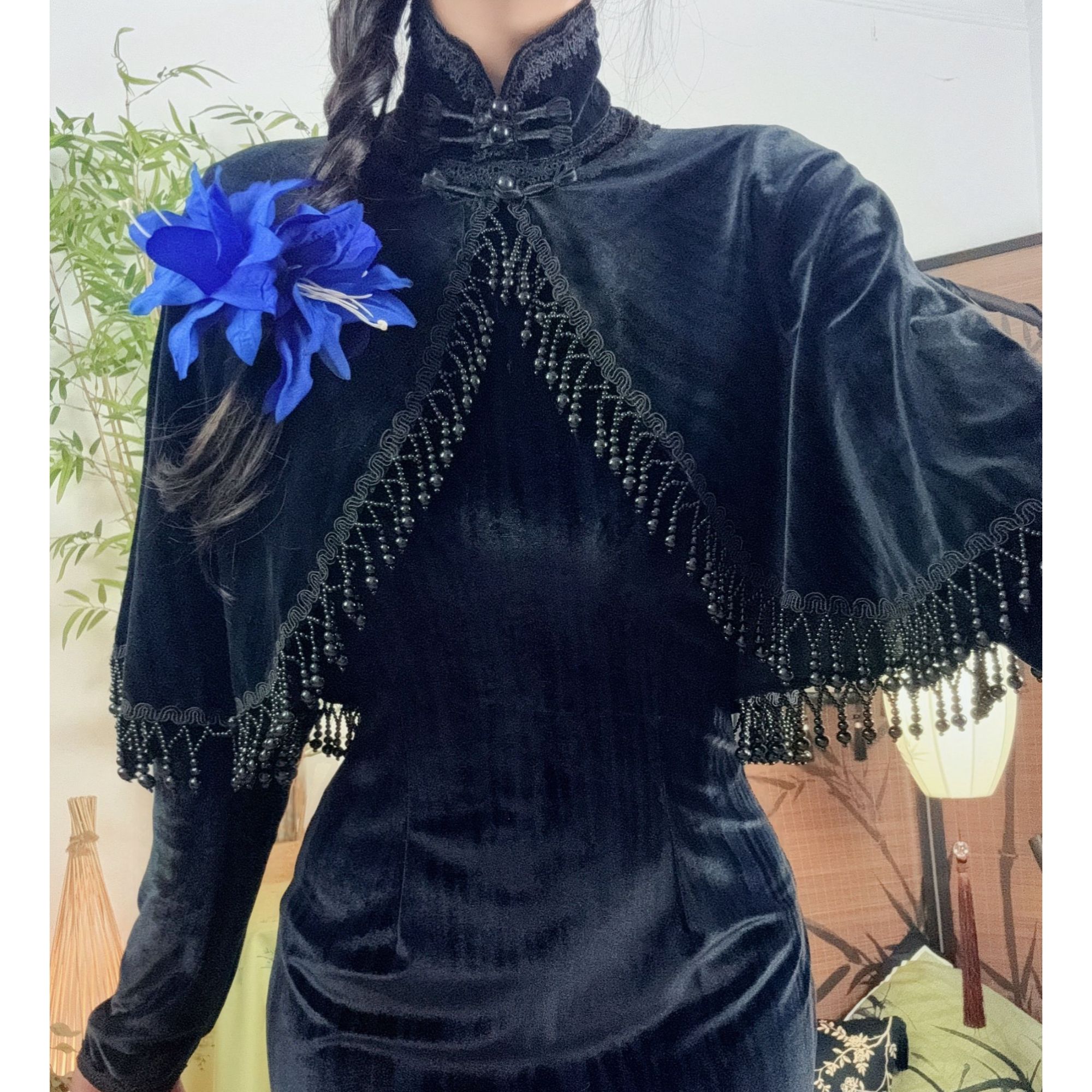 四月芳菲【千丝线披肩】秋冬丝绒复古气质披肩