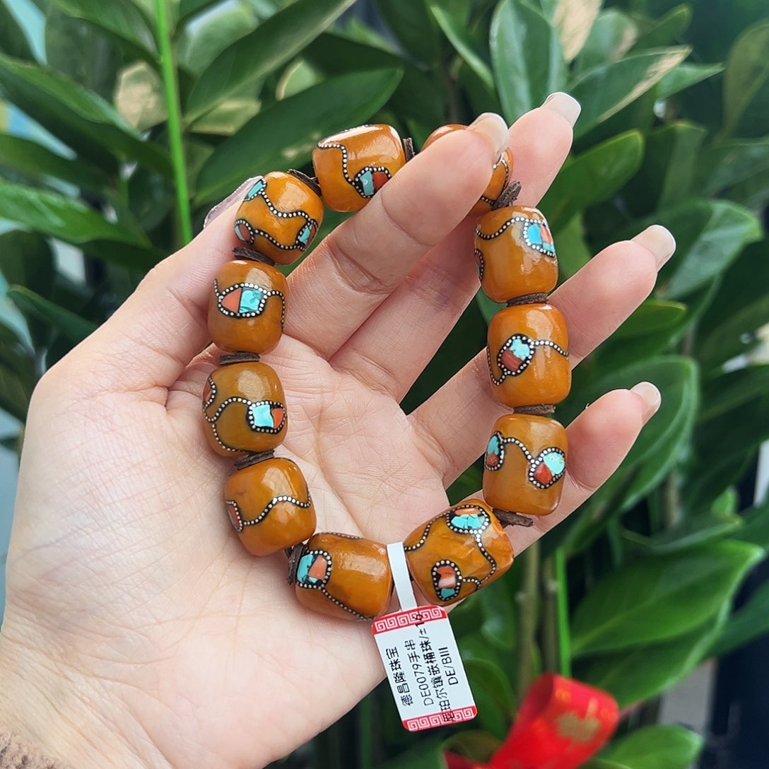 琥珀手链未镶嵌16m 尼泊尔老蜡