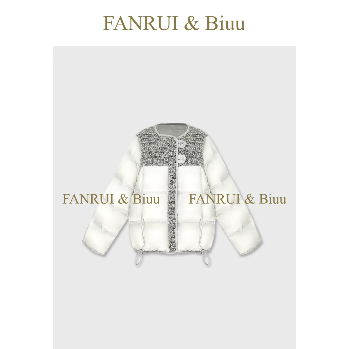 FANRUI/泛芮「鎏影松绒」羊毛拼接定制高级感90白鸭绒羽绒服B19336