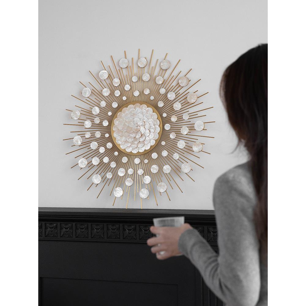 轻奢金属风贝壳壁饰高级感客厅装饰画创意餐厅墙面立体挂件星贝