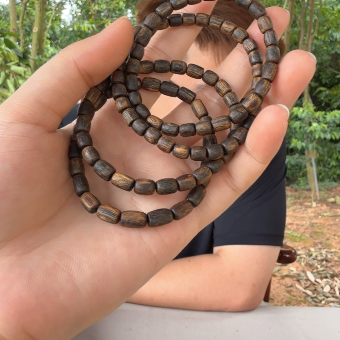 沉香碎屑沉香陆河随形桶珠沉水单圈 多样性发一