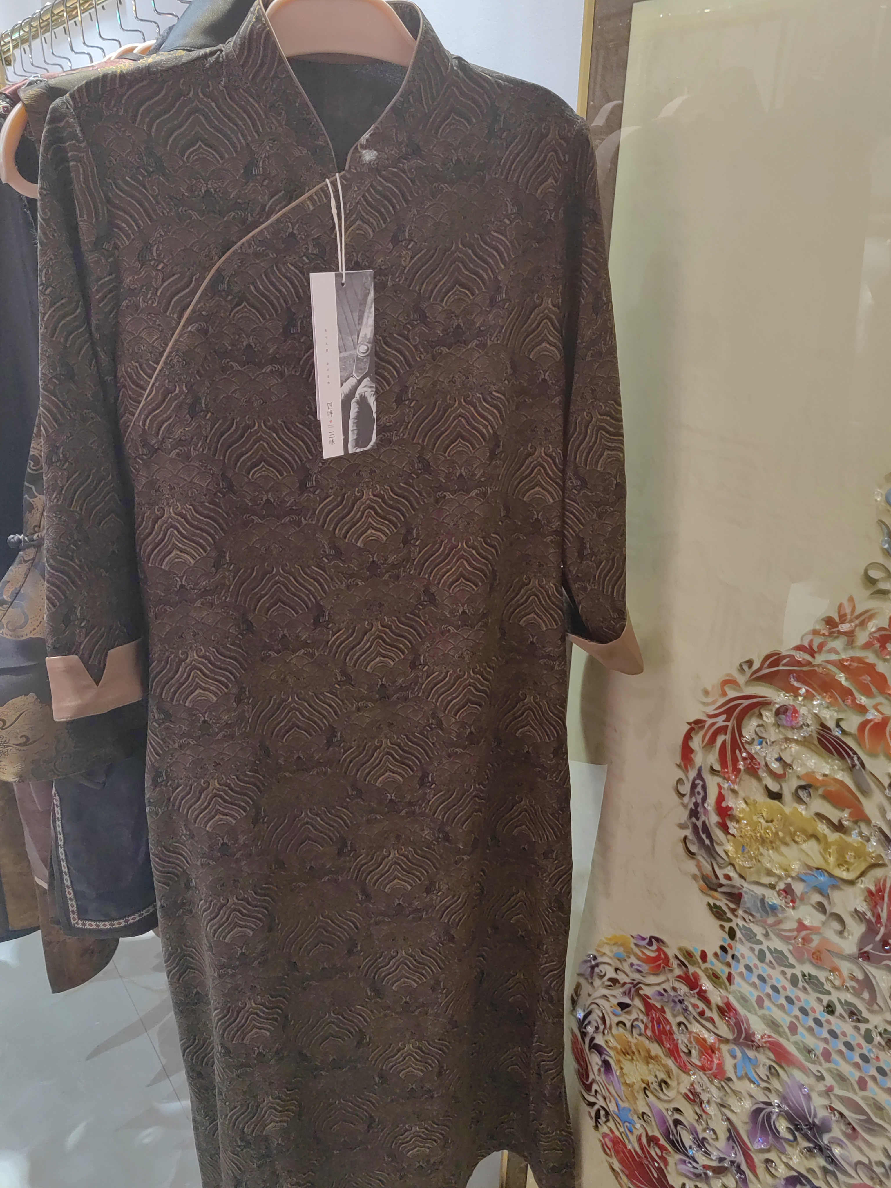 中式立领斜襟香云纱连衣裙