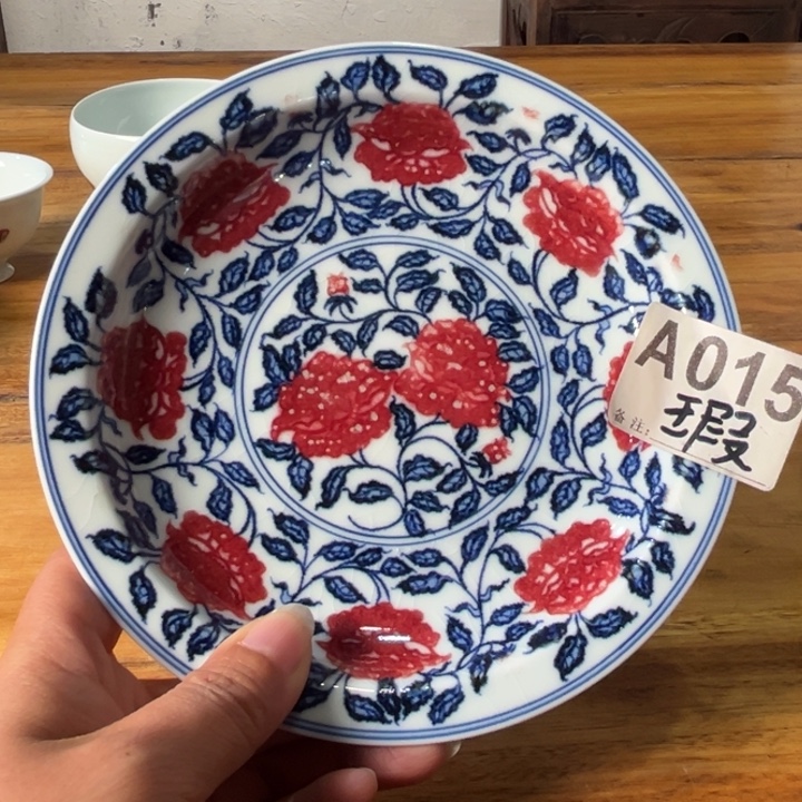 陶摆件原矿青花釉里红瓷器