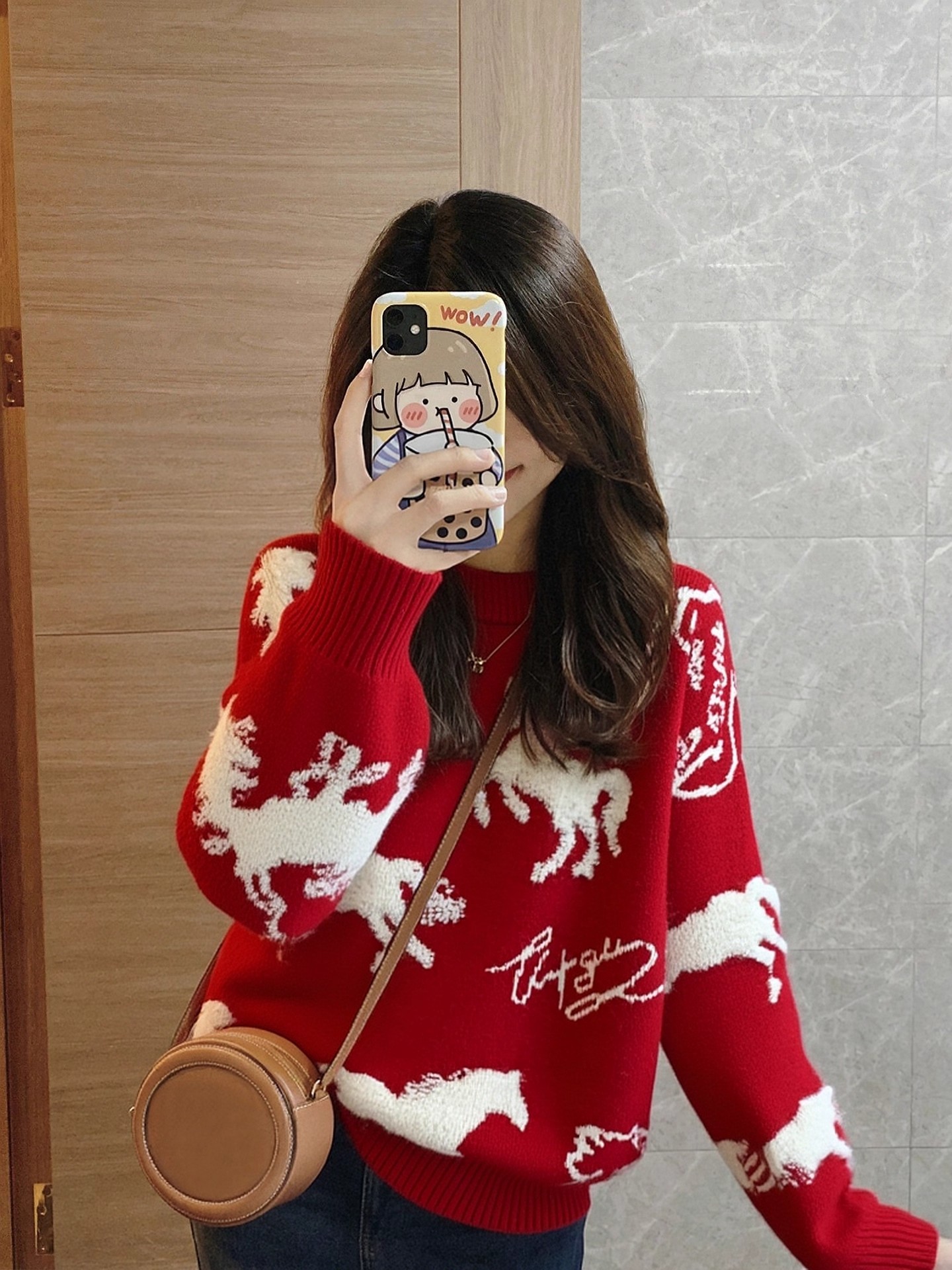 红色本命年穿搭套头毛衣女秋冬季马年独特漂亮打底内搭针织衫上衣