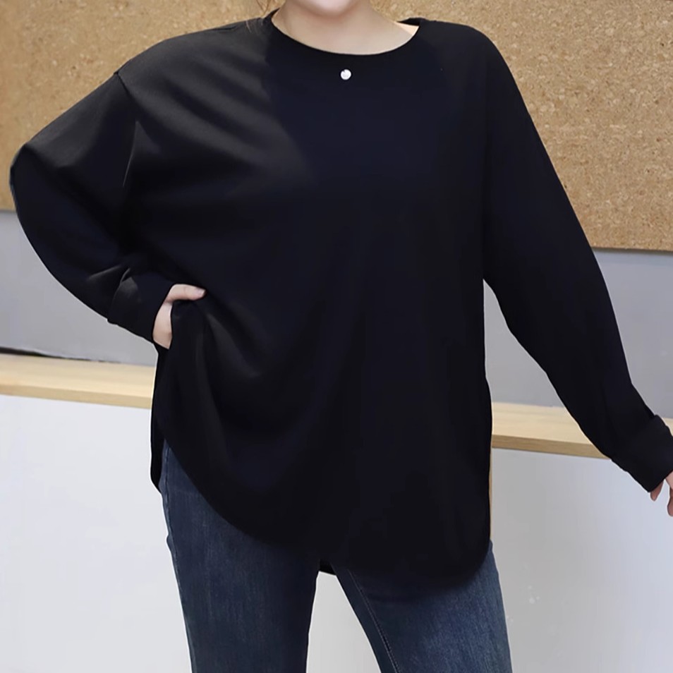 大码女装260斤胖MM休闲百搭宽松设计感显瘦卫衣打底衫6082