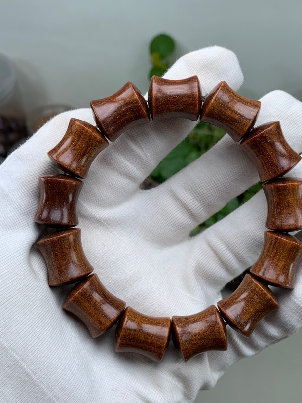 巴贡手串竹节珠15*18红虎珀细鳞纹高油玉化底质干净品相匀称一物