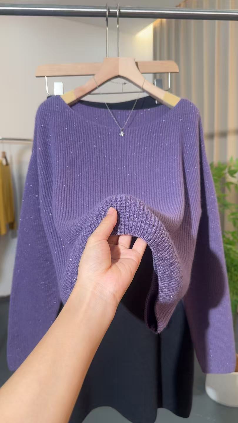 kk2025年秋冬新款x香芋紫羊绒羊毛衫高端定制加厚款经典百搭0009