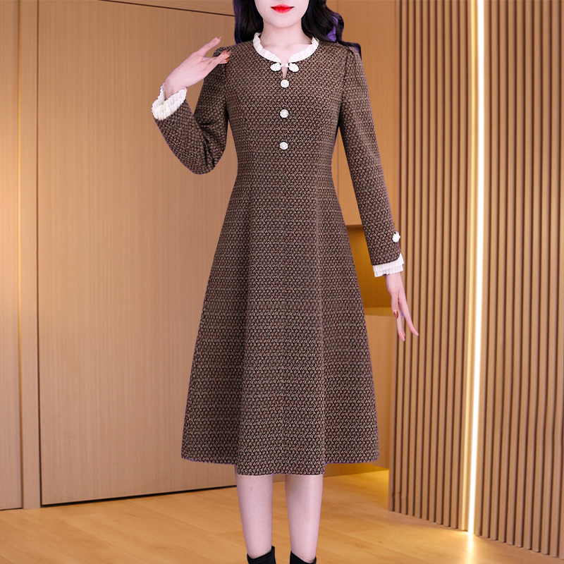 优雅新款气质时尚大气减龄休闲收腰显瘦连衣裙23979-LS