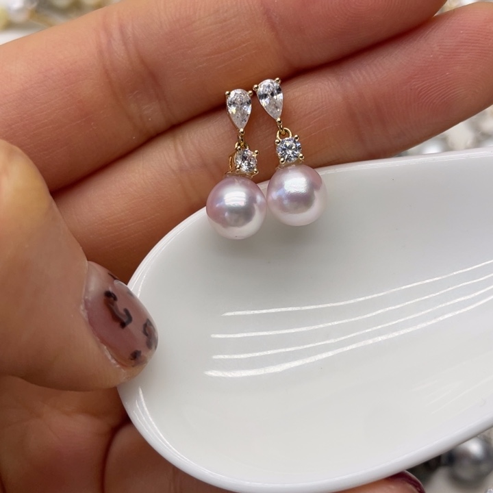 海水珍珠耳饰银S925镶嵌