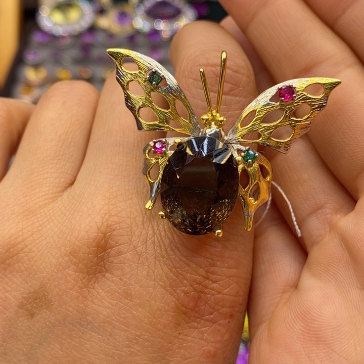 水晶戒指银S925镶嵌天然水晶戒指