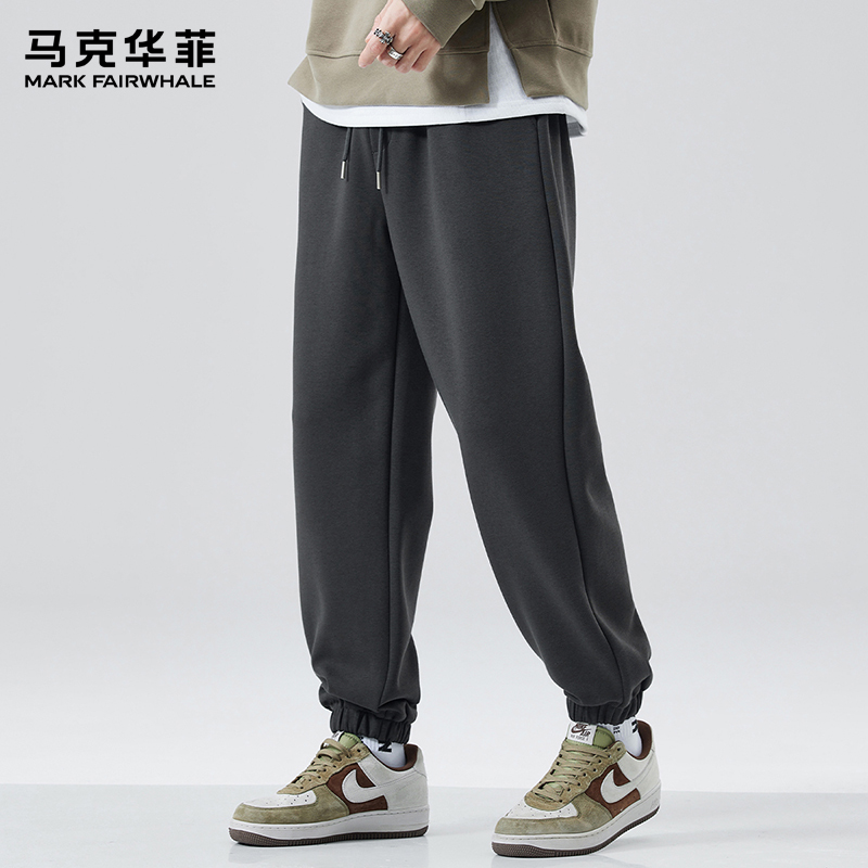 马克华菲高端加厚休闲裤男士秋冬季新款加绒保暖柔软舒适束脚卫裤