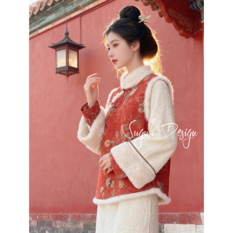 苏故里【瑞雪春祁】加绒修身文艺显瘦新中式日常旗袍气质衣长120